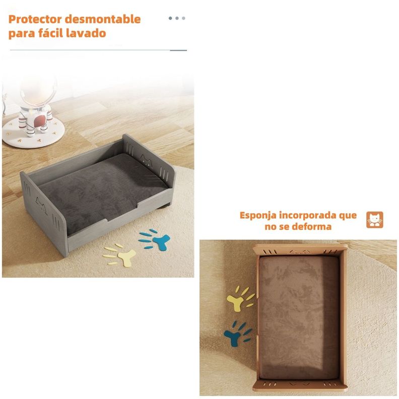 Cama Para Mascotas Madera Con Colchón 40x60cm By LuBabycas-4