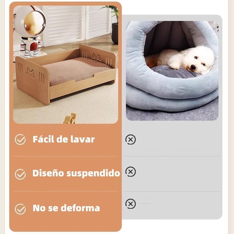 Cama Para Mascotas Madera Con Colchón 40x60cm By LuBabycas-5