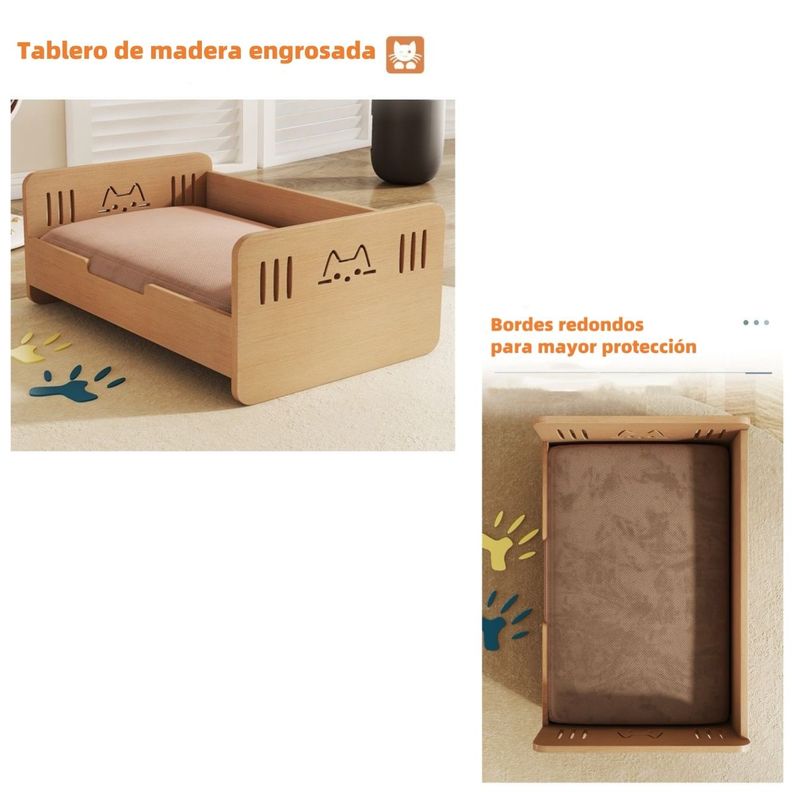 Cama Para Mascotas Madera Con Colchón 40x60cm By LuBabycas-6
