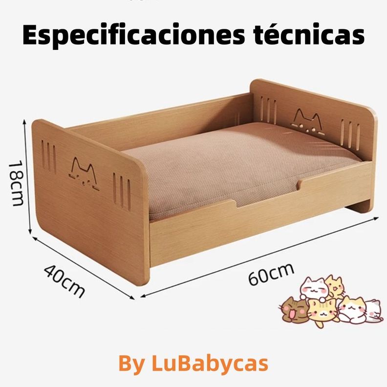 Cama Para Mascotas Madera Con Colchón 40x60cm By LuBabycas-7