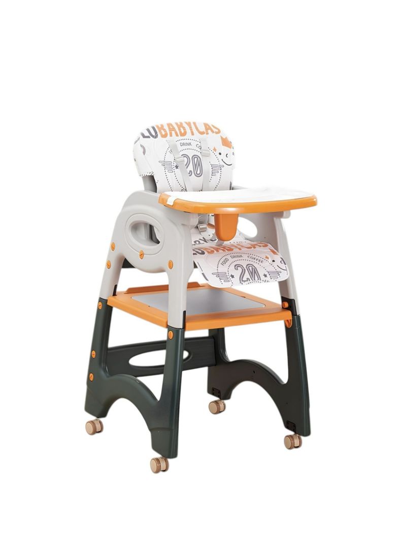 Silla De Comer Multifuncional Con Ruedas Naranja Lubabycas-0