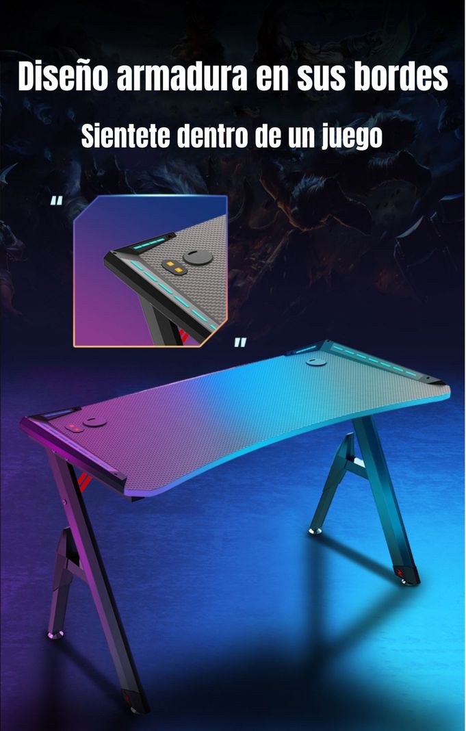 Escritorio Gamer Con Luces 140x60x73cm Negro By LuBabycas-2