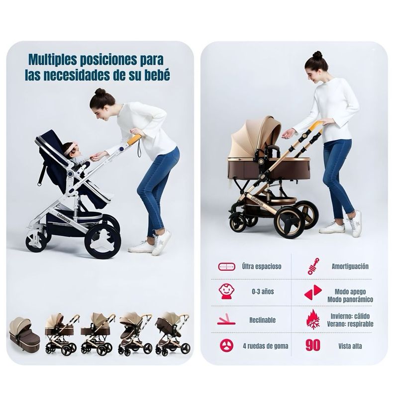 Coche Cuna Moisés Con Accesorios Lubabycas Negro-3