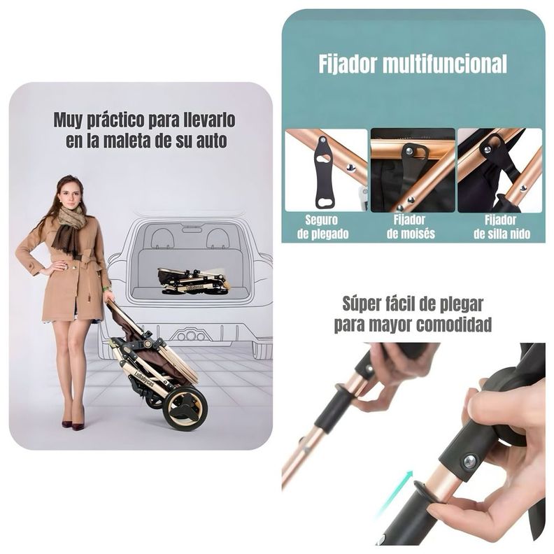Coche Cuna Moisés Con Accesorios Lubabycas Negro-4