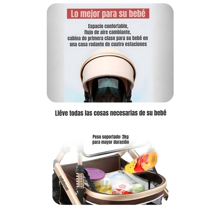 Coche Cuna Moisés Con Accesorios Lubabycas Negro-6