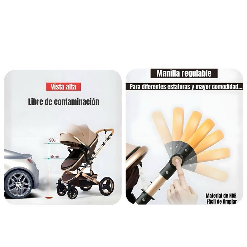 Coche Cuna Moisés Con Accesorios Lubabycas Negro-7