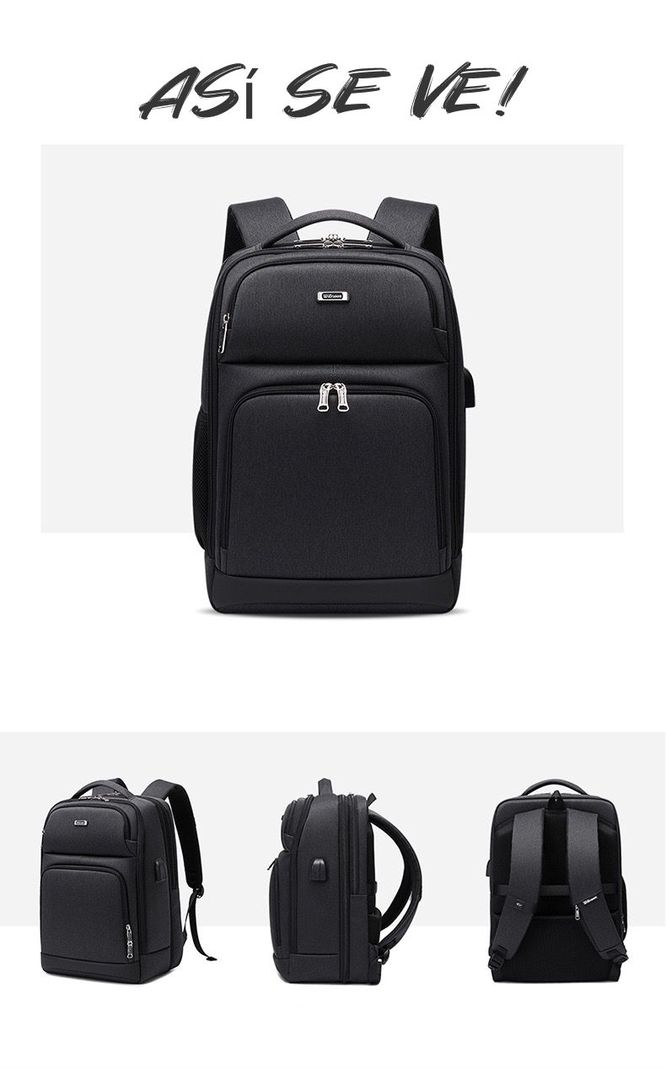 Mochila Notebook Inteligente Con USB Negra By LuBabycas-1