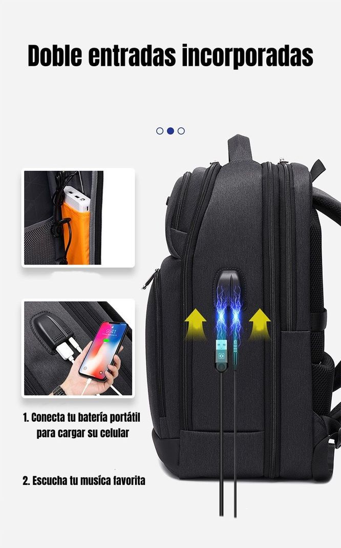 Mochila Notebook Inteligente Con USB Negra By LuBabycas-4