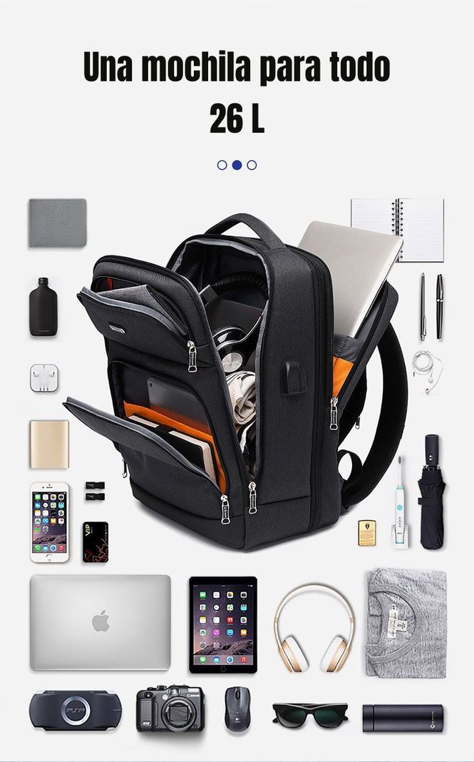 Mochila Notebook Inteligente Con USB Negra By LuBabycas-6