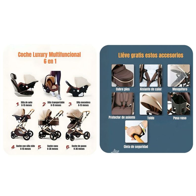 Coche Travel System Con Accesorios Burdeos LuBabycas-1