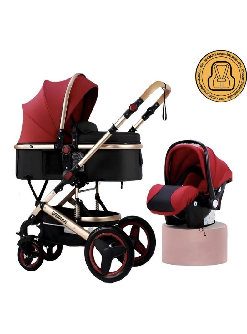 Coche Travel System Con Accesorios Burdeos LuBabycas-0