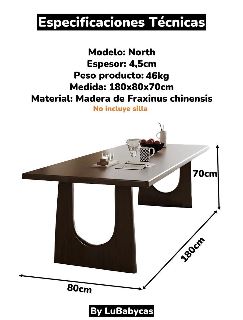 Comedor De Madera 180x80x70cm North By LuBabycas-7