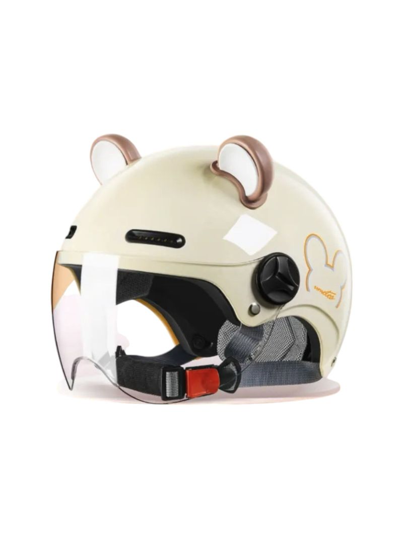 Casco Bicicleta Regulable Con Mica Para Niños Crema-0