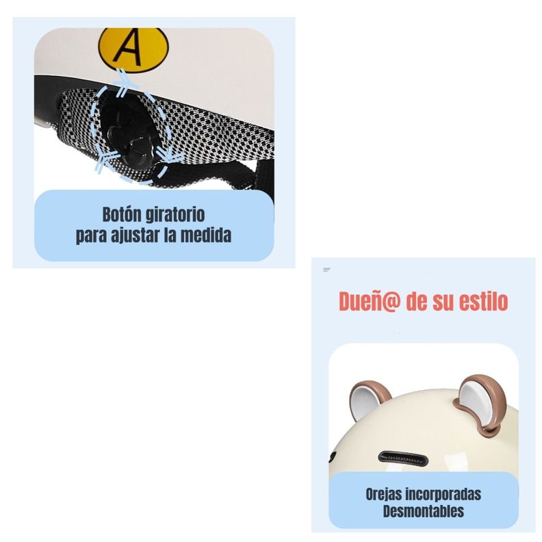 Casco Bicicleta Regulable Con Mica Para Niños Crema-6
