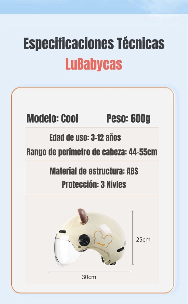 Casco Bicicleta Regulable Con Mica Para Niños Crema-7