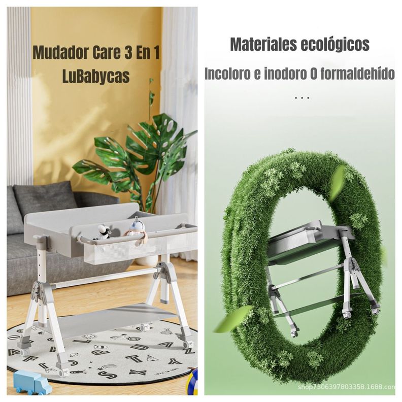 Mudador De Pañales Plegable 3 En 1 LuBabycas Gris-1