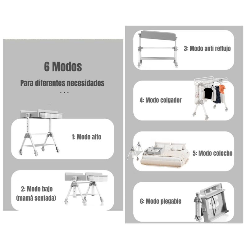 Mudador De Pañales Plegable 3 En 1 LuBabycas Gris-2