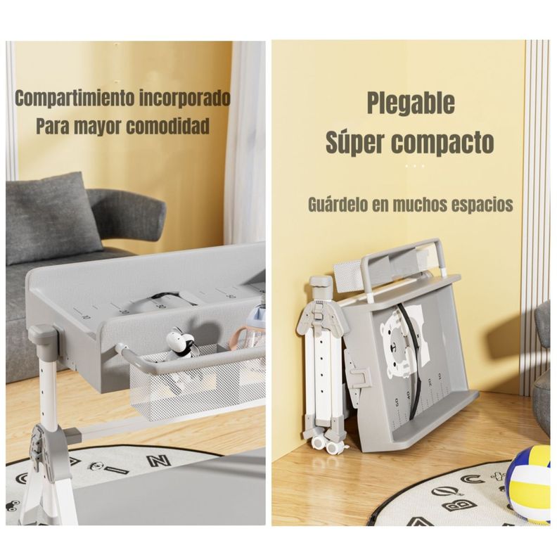 Mudador De Pañales Plegable 3 En 1 LuBabycas Gris-4