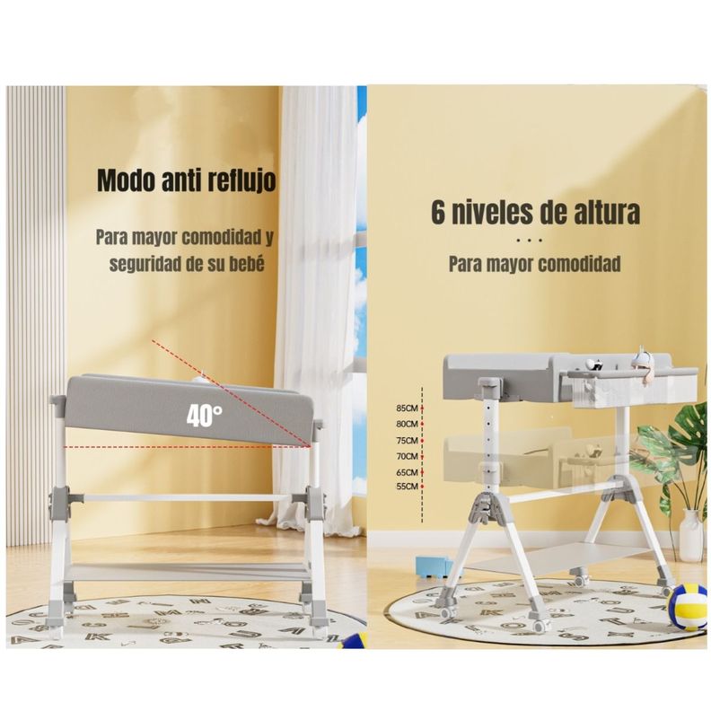Mudador De Pañales Plegable 3 En 1 LuBabycas Gris-6