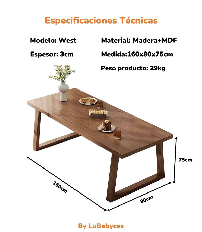 Comedor De Madera West 160x80x75CM By LuBabycas-7