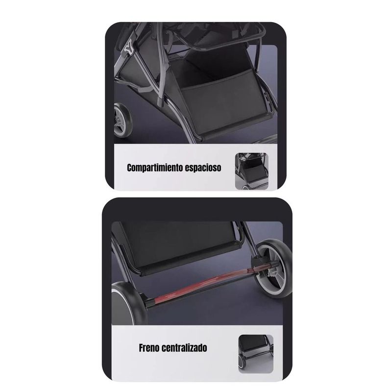 Coche De Paseo Compacto Con Accesorios Lubabycas Black-6