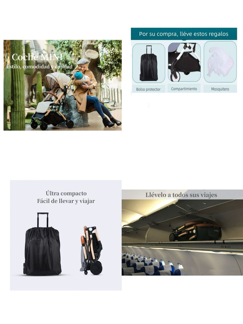 Coche De Paseo Últra Compacto Con Accesorios Gris Lubabycas-1