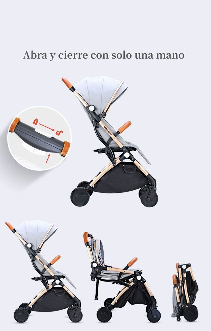 Coche De Paseo Últra Compacto Con Accesorios Gris Lubabycas-3