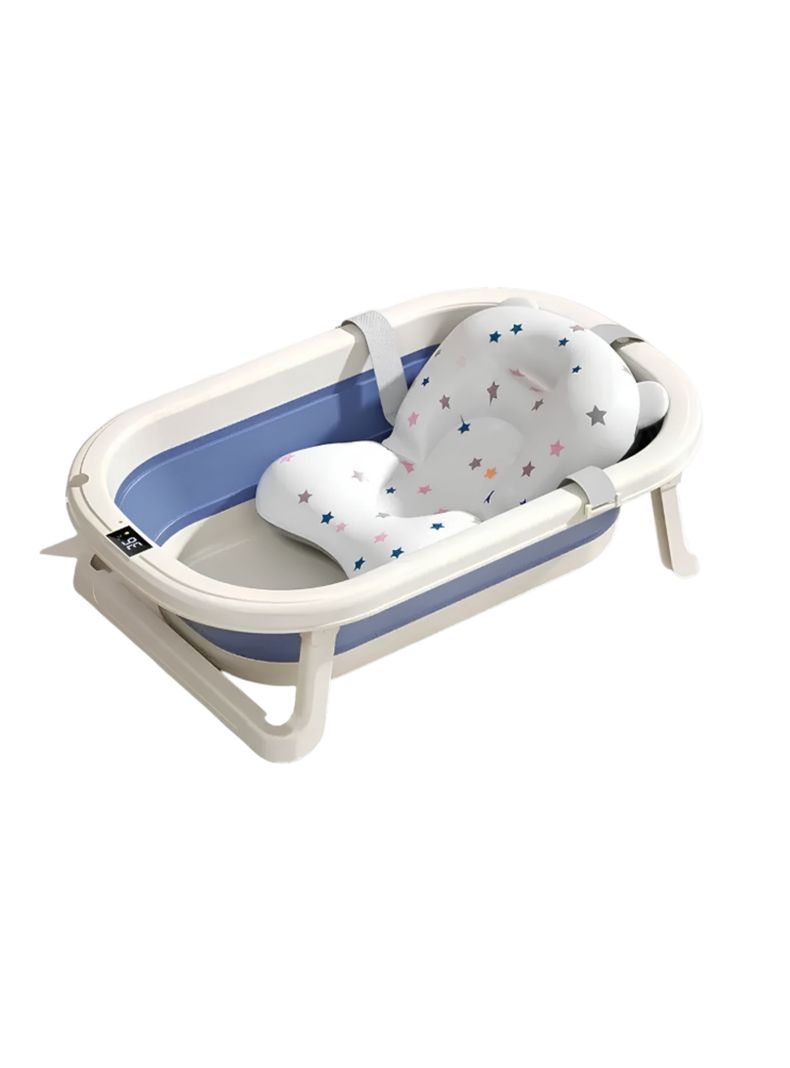Bañera Plegable Con Termómetro, Cojin Y Más Accesorios Azul