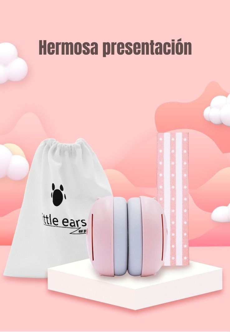 Orejeras Antiruido Auriculares Protectores Bebés Rosado-3