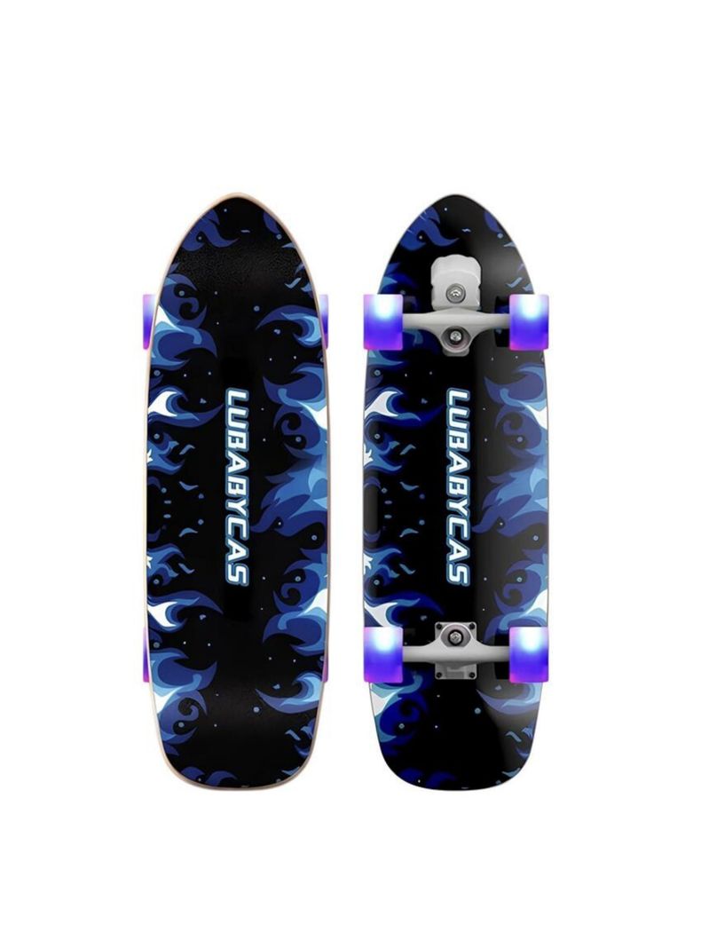 Skate Patineta De Madera Con Luces Freestyle Azul LuBabycas-0