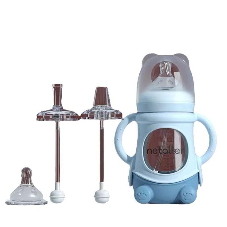 Mamaderas Con Chupetes Y Protector Lubabycas Azul-0