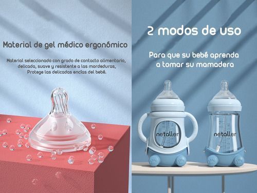 Mamaderas Con Chupetes Y Protector Lubabycas Azul-3