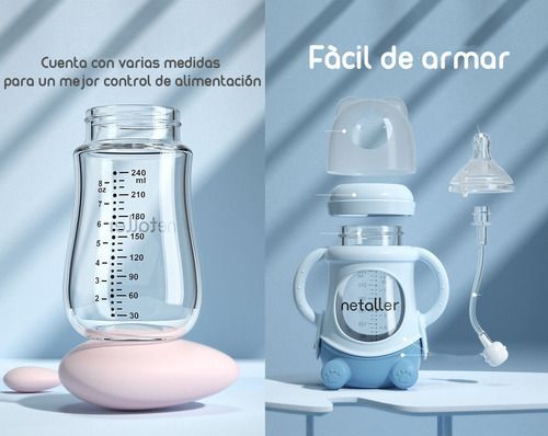 Mamaderas Con Chupetes Y Protector Lubabycas Azul-5