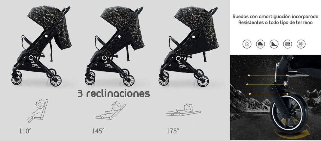 Coche De Paseo Últra Compacto Lubabycas Rosado-3