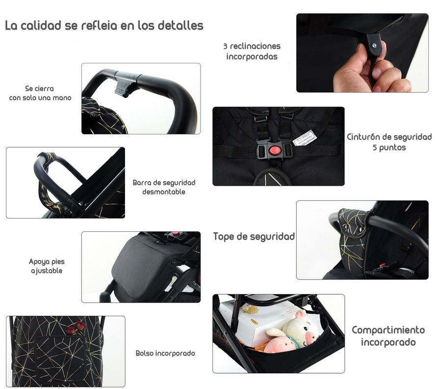Coche De Paseo Últra Compacto Lubabycas Rosado-5