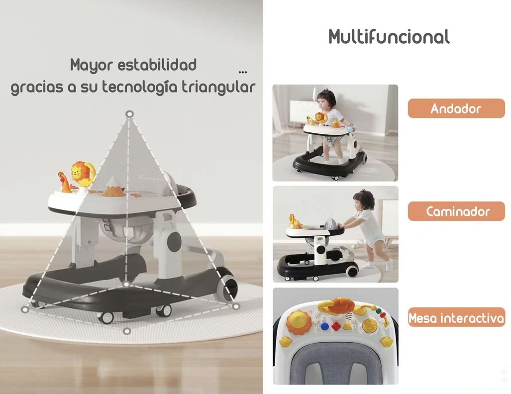 Andador Con Apoya Pies Y Más Accesorios Lubabycas Gris-2
