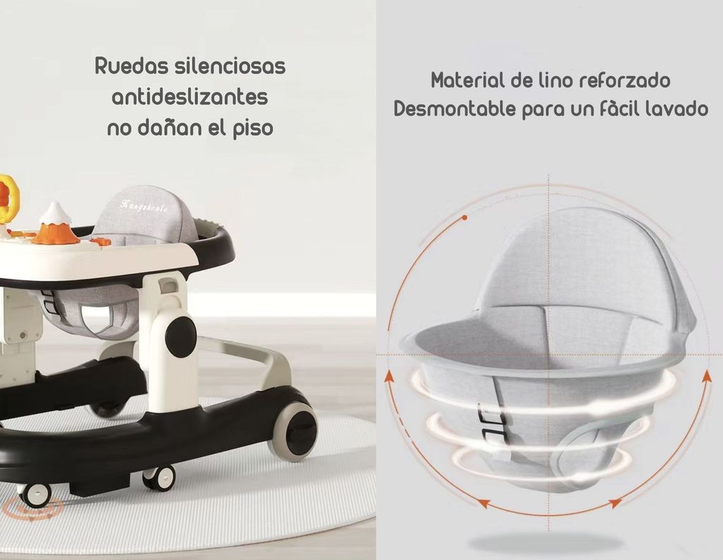 Andador Con Apoya Pies Y Más Accesorios Lubabycas Gris-3