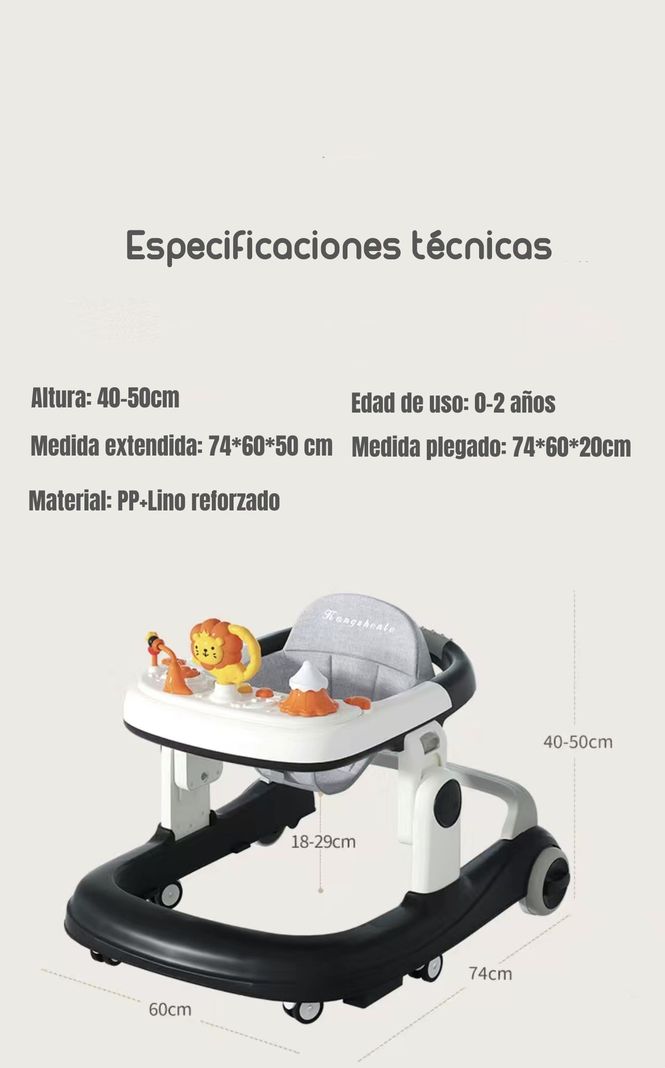 Andador Con Apoya Pies Y Más Accesorios Lubabycas Gris-6