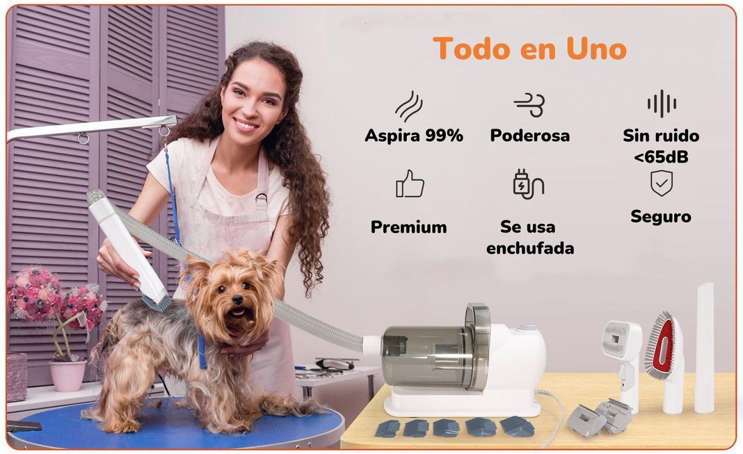 Kit Aseo Aspiradora Cortapelos Profesional 2 En 1 Mascotas-1