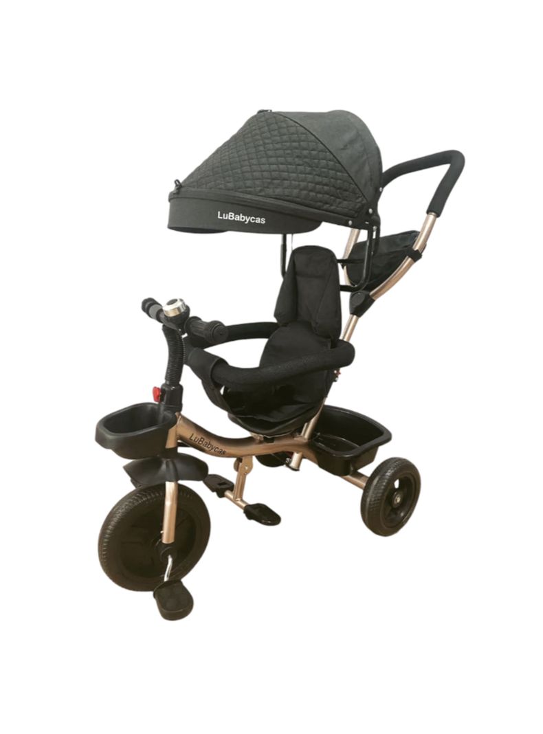 Triciclo 3 En 1 Con Apoya Pies 360°LuBabycas Negro-0