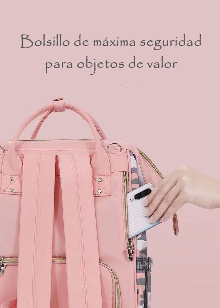 Mochila Pañalera Maternal Con Accesorios Rosada Lubabycas-4