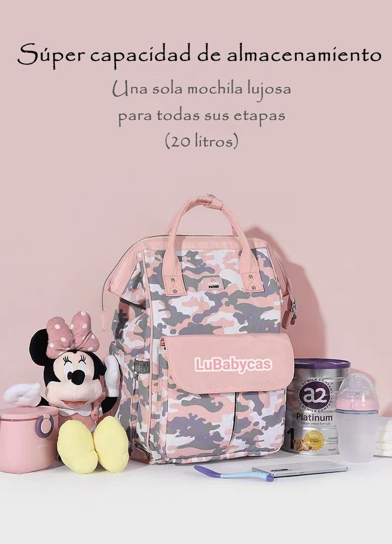 Mochila Pañalera Maternal Con Accesorios Rosada Lubabycas-2