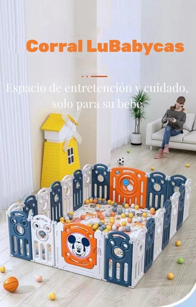Corral 1.2*1.8m Rosado Con Alfombra Lubabycas-2