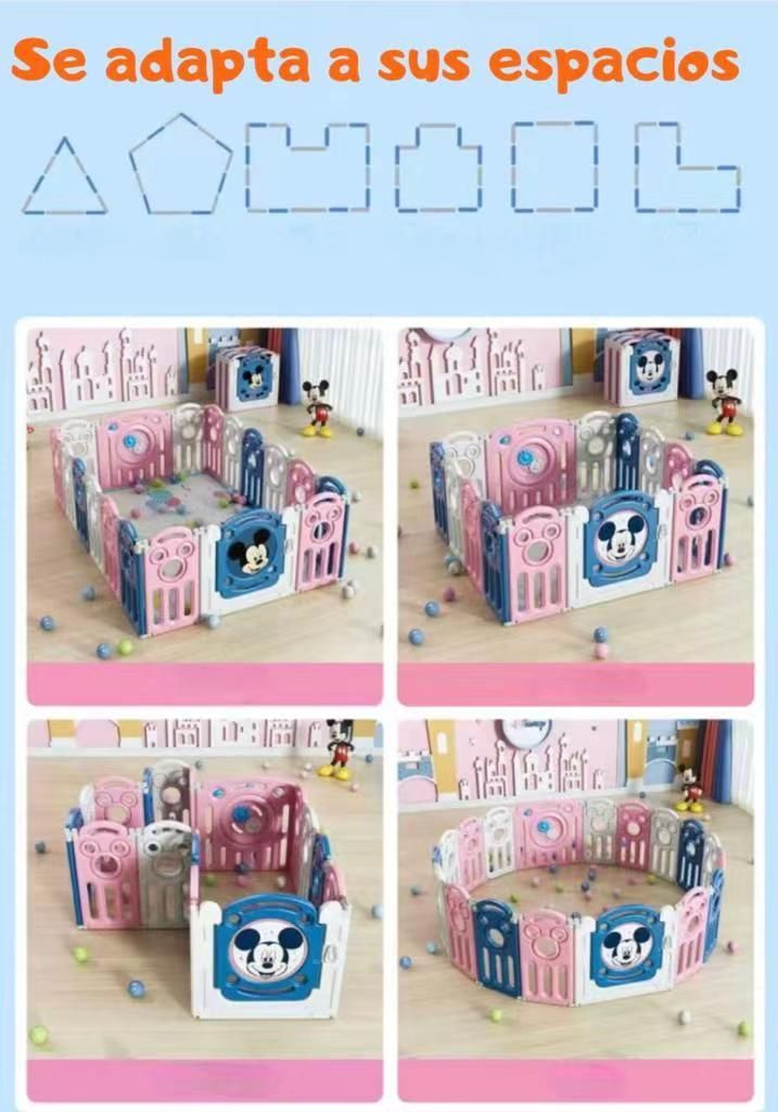 Corral 1.2*1.8m Rosado Con Alfombra Lubabycas-5