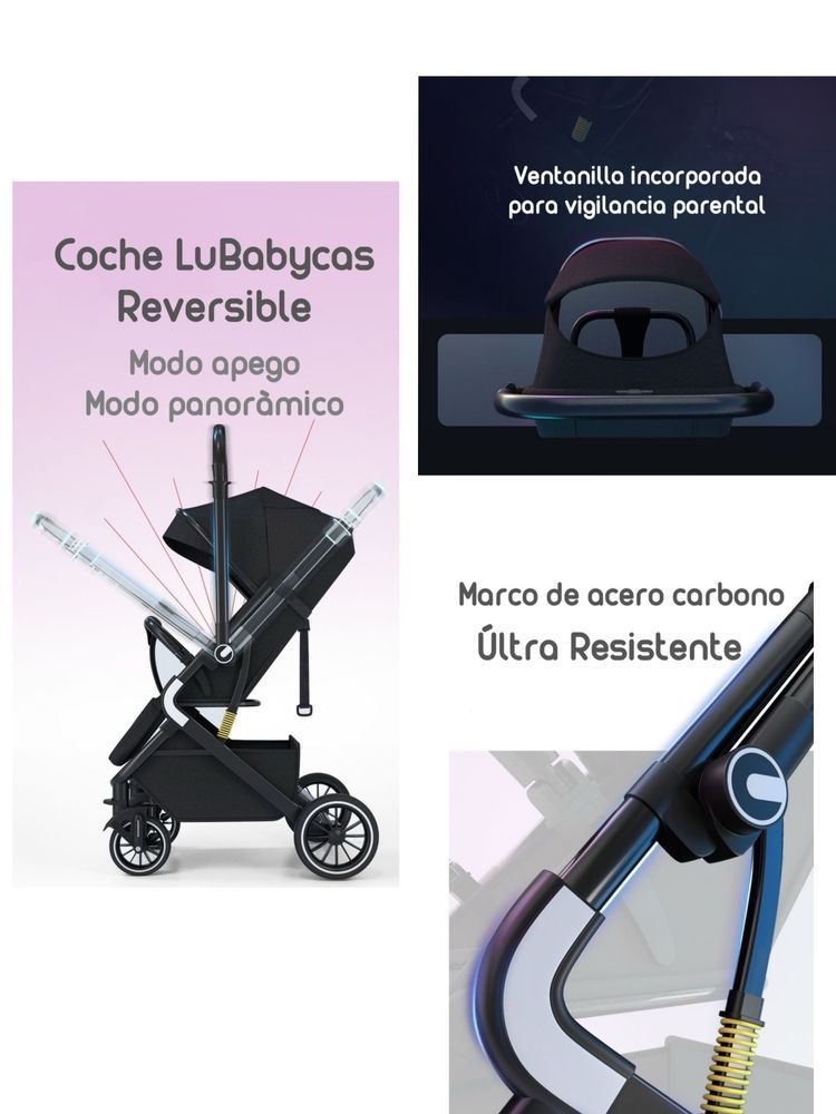 Coche De Paseo Reversible Multiposiciones Lubabycas Minnie-3