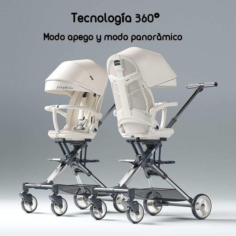 Coche De Paseo 360° Reclinable Playkids Negro Lubabycas-1