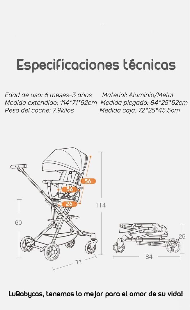 Coche De Paseo 360° Reclinable Playkids Negro Lubabycas-7