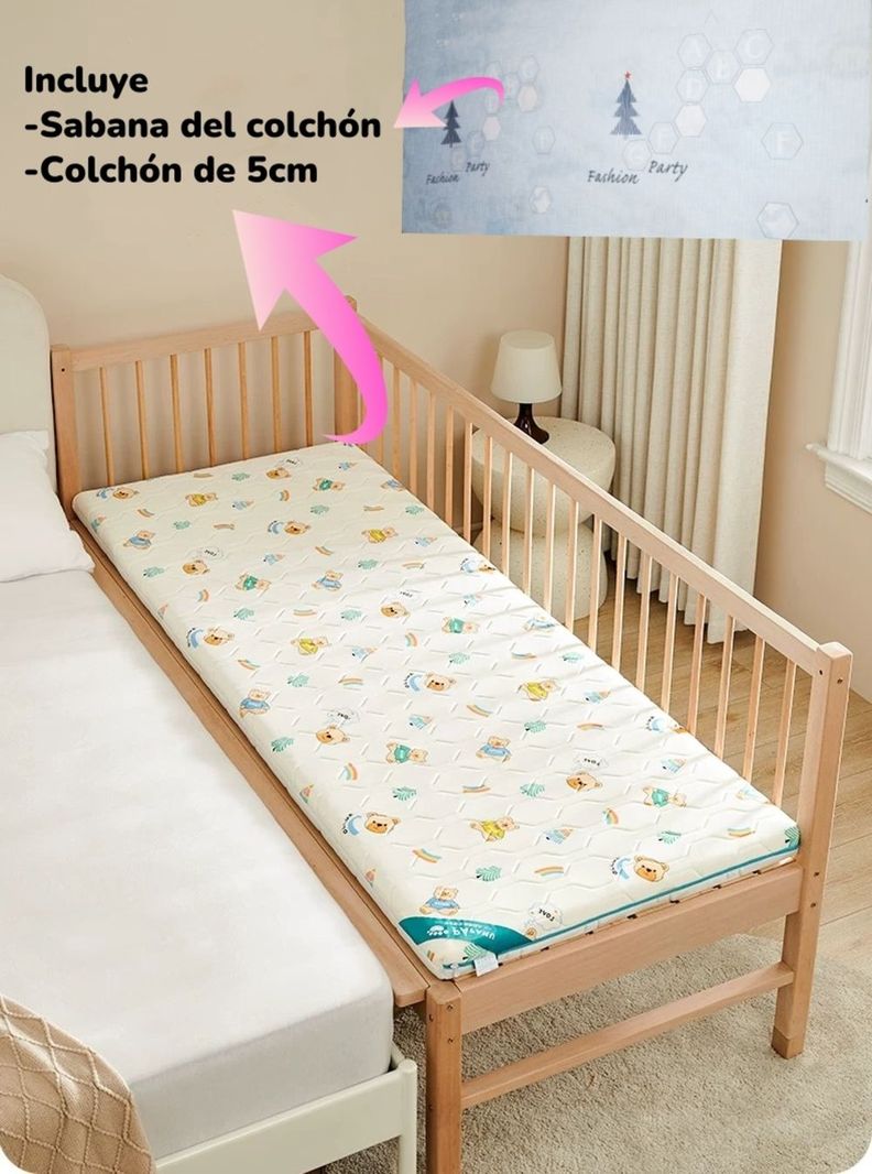 Cama Colecho 4 Laterales Con Colchón Y Sabana Plus LuBabycas-5