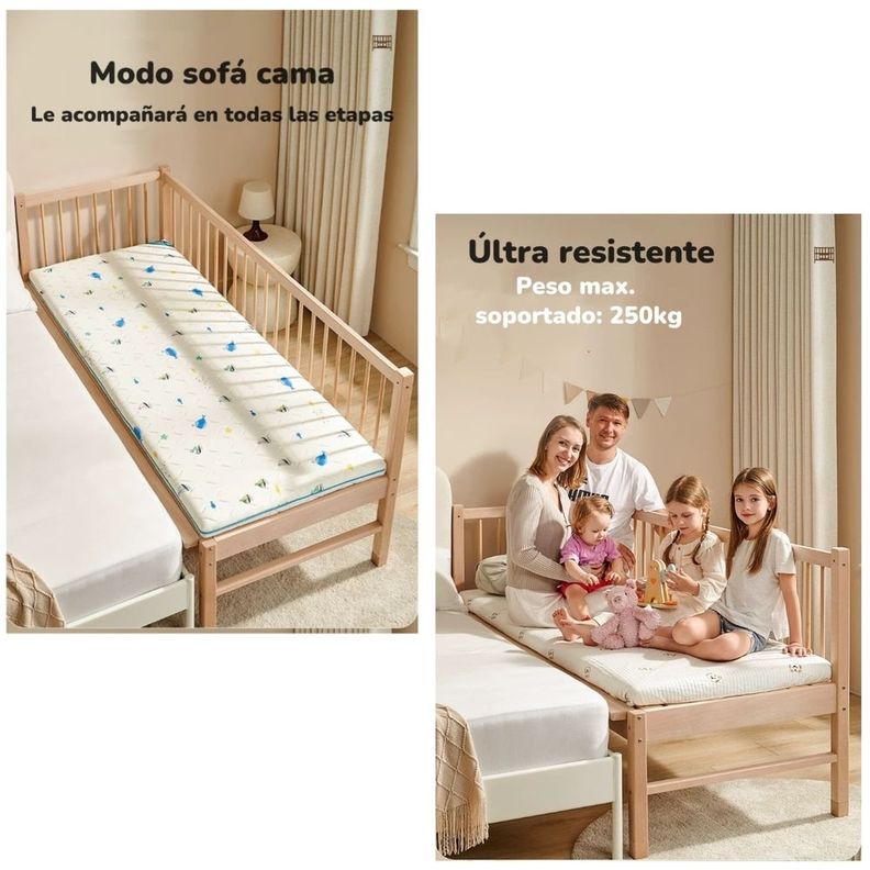 Cama Colecho 4 Laterales Con Colchón Y Sabana Plus LuBabycas-6