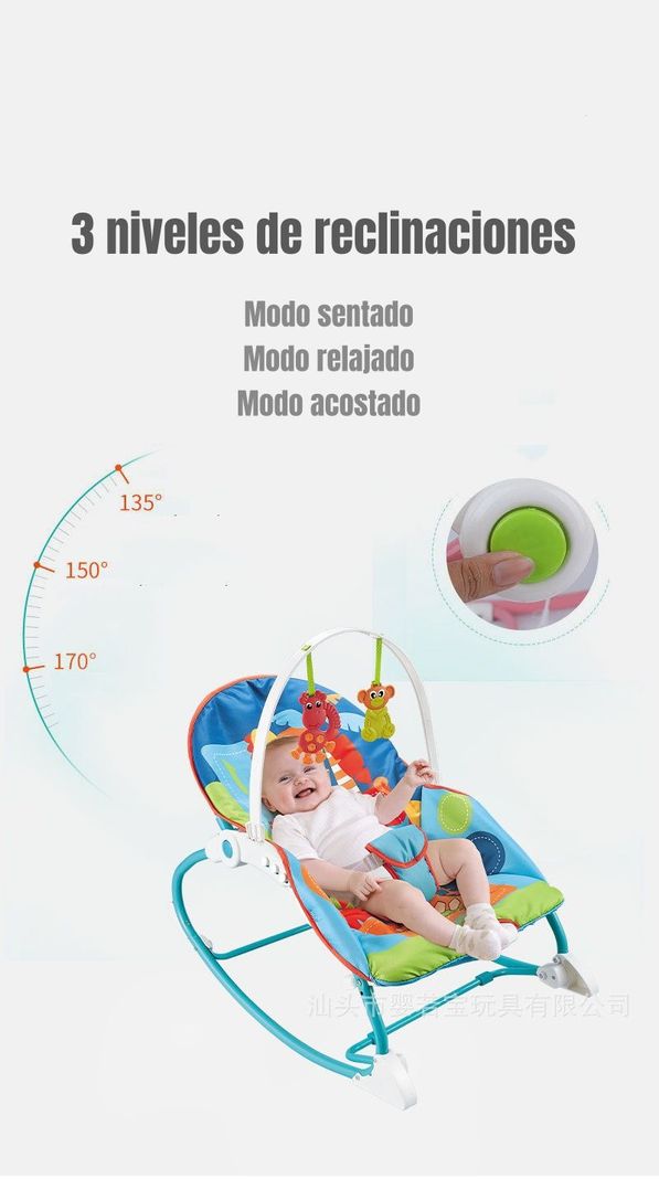 Mecedora Silla de Comer 2 en 1 Vibración Azul LuBabycas-2